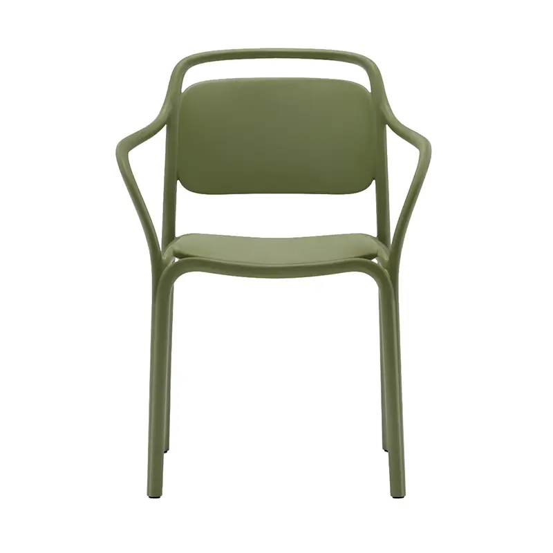 Libre Outdoor-Armlehnstuhl 595 von Pedrali – stapelbarer Polypropylen-Gartenstuhl in Olive-Grün für Terrasse, Balkon & Gastronomie - Hantermann - Der Hotelausstatter Libre 595 Outdoor-Armlehnstuhl von Pedrali in Olive-Grün, stapelbarer Polypropylen-Gartenstuhl für Terrasse und Balkon