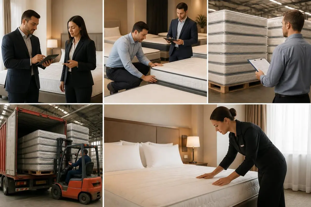 Professionelle Matratzenbestellung: Beratung im Showroom, Qualitätskontrolle, Lagerverwaltung und Logistik für Hotelbetten