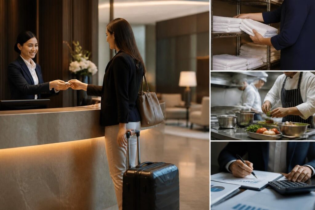 Hotelrezeption, Housekeeping, Küche und Steuerplanung als zentrale Bereiche für Steuern im Hotelgewerbe 2026