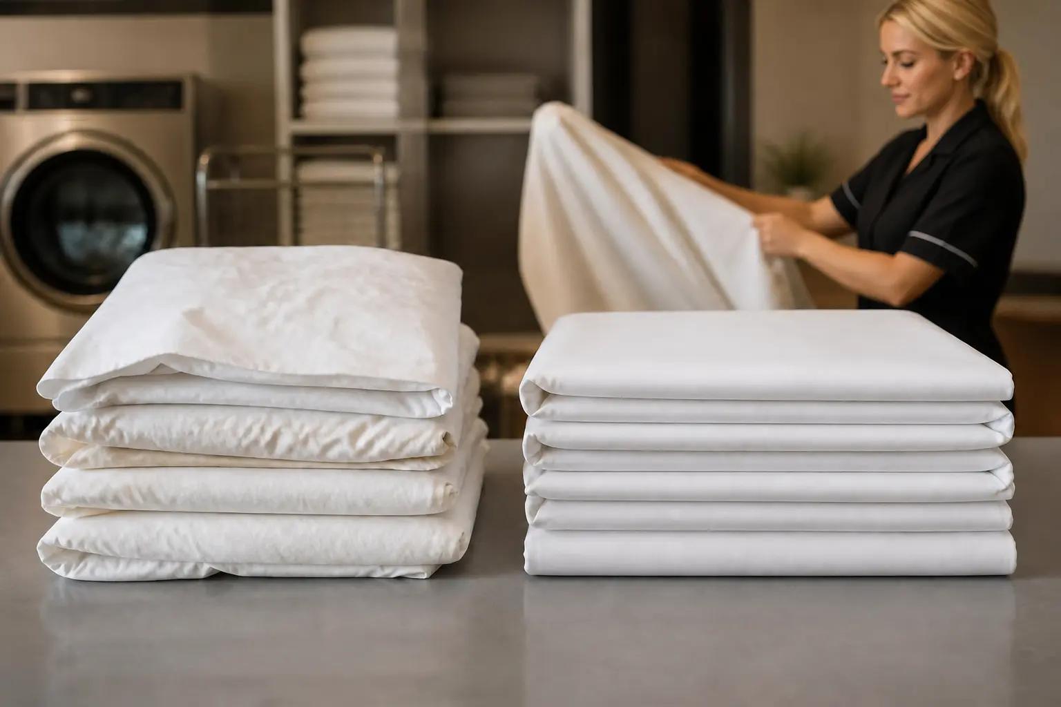 Housekeeping mit weißer Bettwäsche in Hotelqualität und professioneller Hotelwäsche
