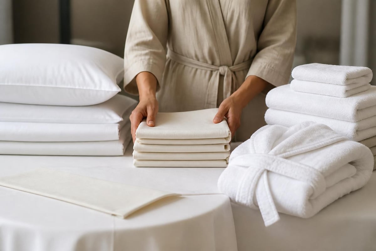 Sortierte Bio-Baumwolle für Hotelbettwäsche, Handtücher und Bademäntel