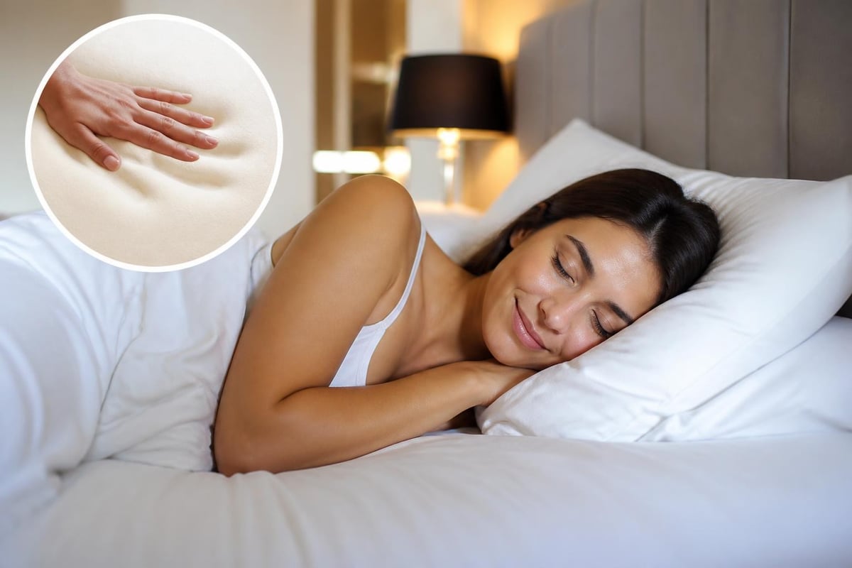 Schlafender Hotelgast auf einem druckentlastenden Matratzentopper mit weichem Visco-Schaumstoff